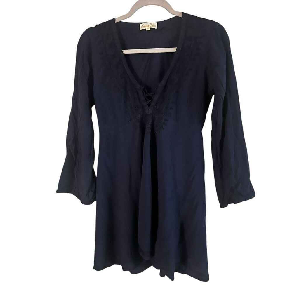 mma Caine navy size s Plunge Long Sleeve Hippie Boho